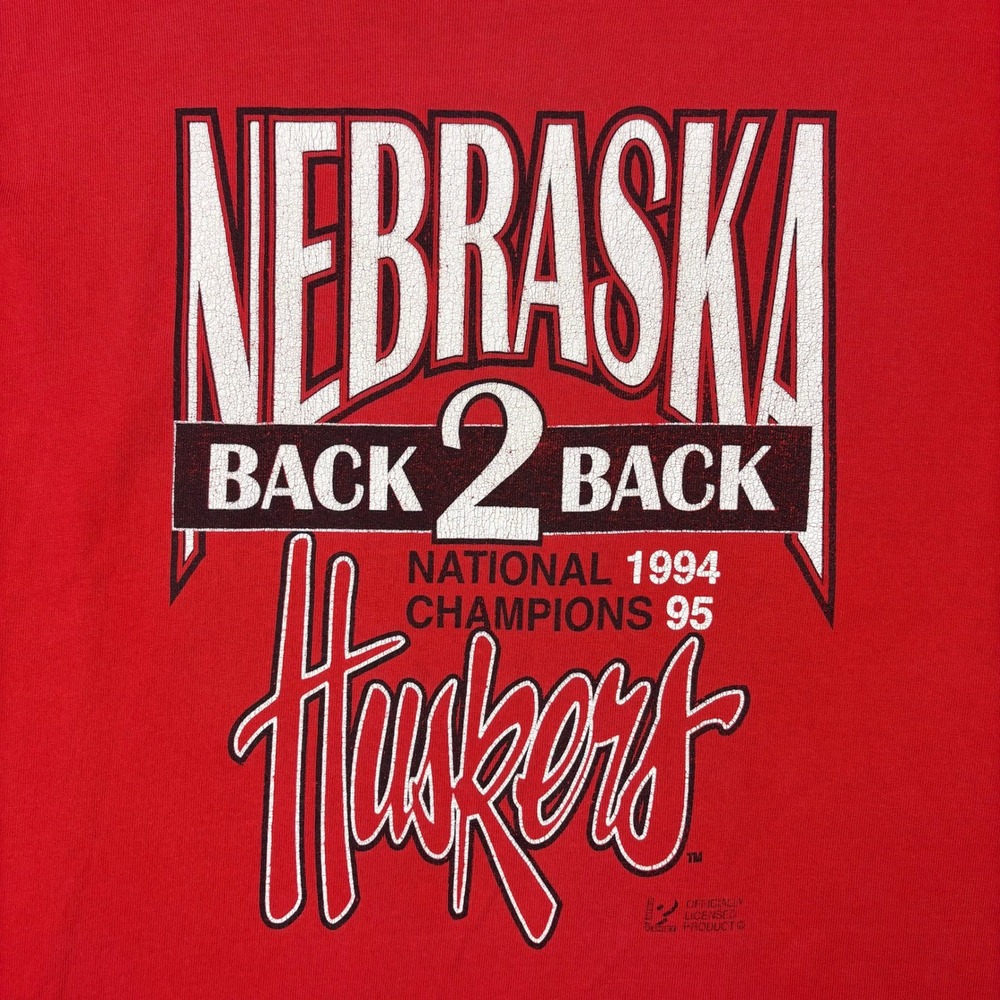 Vintage Nebraska Huskers T-Shirt XXL Red Back 2 Back National Champions 1995 90s - Picture 2 of 8